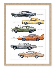 American Muscle Cars - Watercolour Print