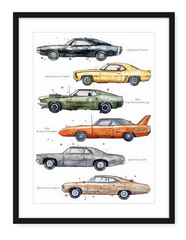 American Muscle Cars - Watercolour Print