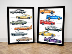 JDM Iconic Cars - Watercolour Art Print