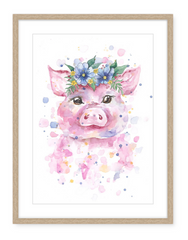 Pink Pig - A3 Watercolour Print - 4 available