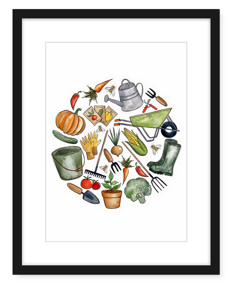 Vegetable Gardener - Watercolour Art Print