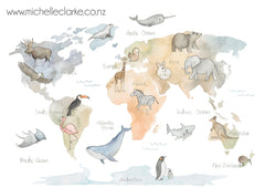 World Map - Watercolour Art Print