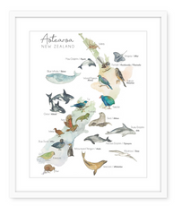 Aotearoa NZ Map - Watercolour Art Print