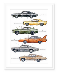American Muscle Cars - Watercolour Print