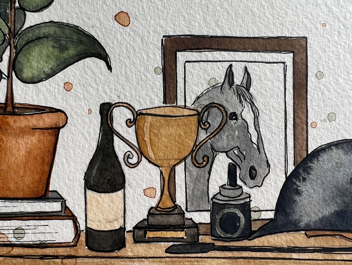 The Equestrian's Shelf - Watercolour Print