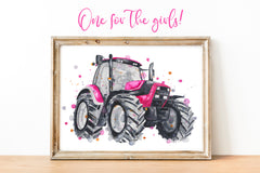 Pink Tractor - Watercolour Art Print