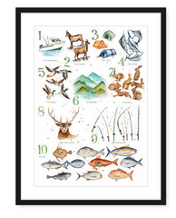 Hunting & Fishing 123 - Watercolour Art Print