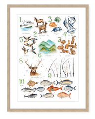 Hunting & Fishing 123 - Watercolour Art Print