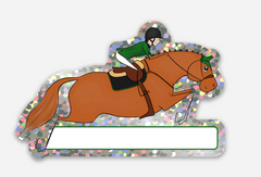 Show Jumping - Glitter Name Sticker