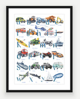 NEW Transport ABC - Watercolour Art Print - PRINT OF THE WEEK 20% OFF