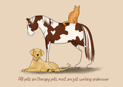 Therapy Pets, Cartoon Art Print