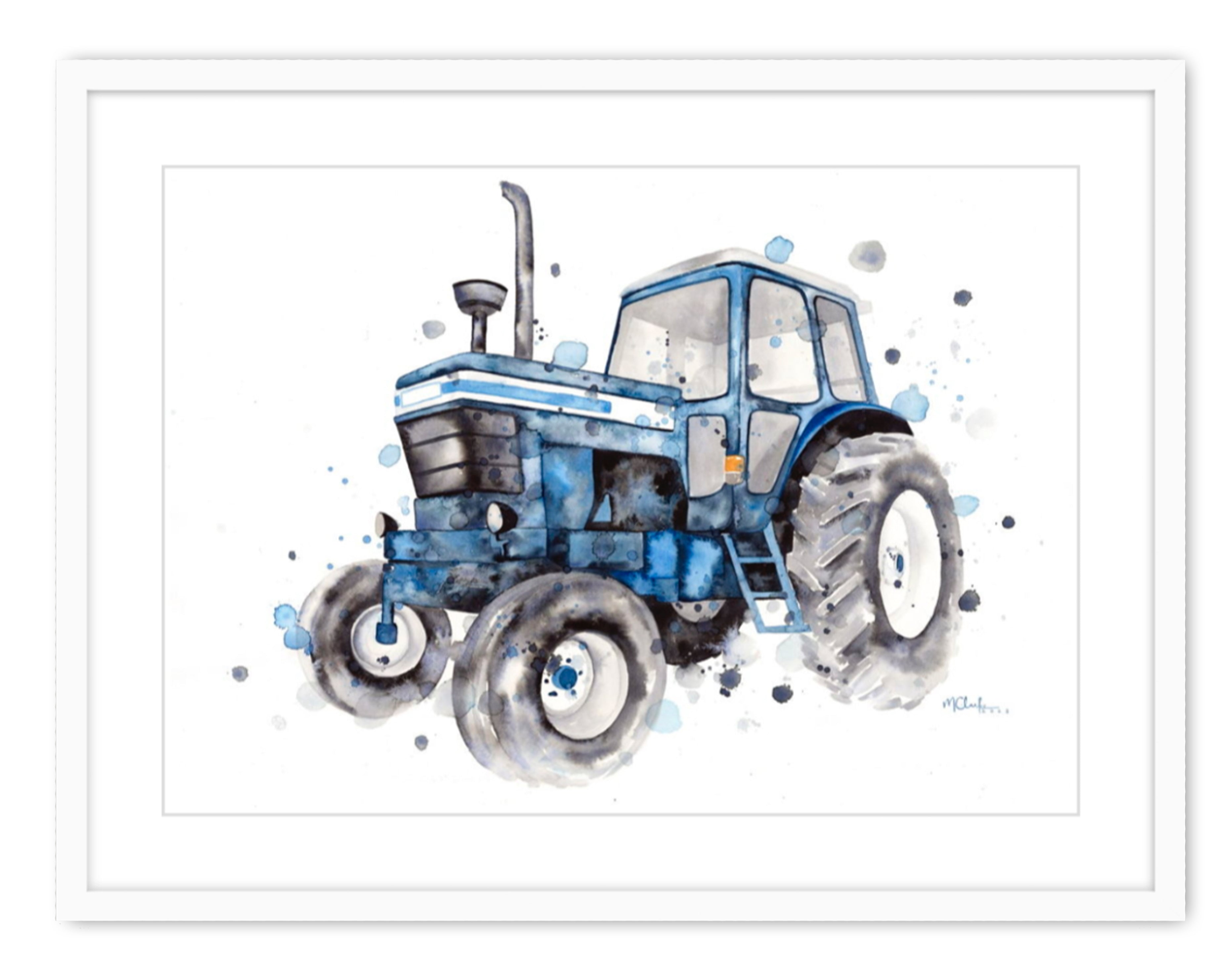 Blue Ford Tractor - Watercolour Print