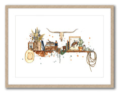Cowboy Western Shelf - Watercolour Print