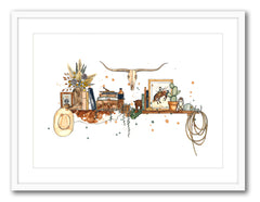 Cowboy Western Shelf - Watercolour Print