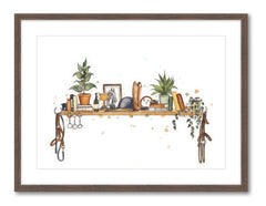 The Equestrian's Shelf - Watercolour Print