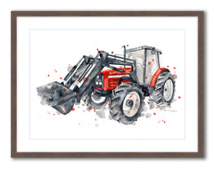 Red Massey Tractor - Watercolour Print