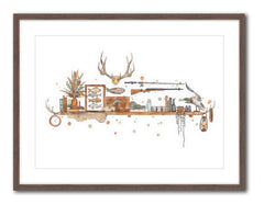 Hunting & Fishing Shelf - Watercolour Print