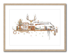 Hunting & Fishing Shelf - Watercolour Print