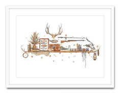Hunting & Fishing Shelf - Watercolour Print