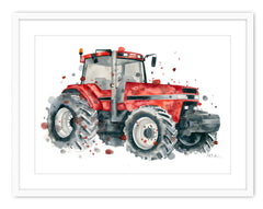Red Case Tractor - Watercolour Print