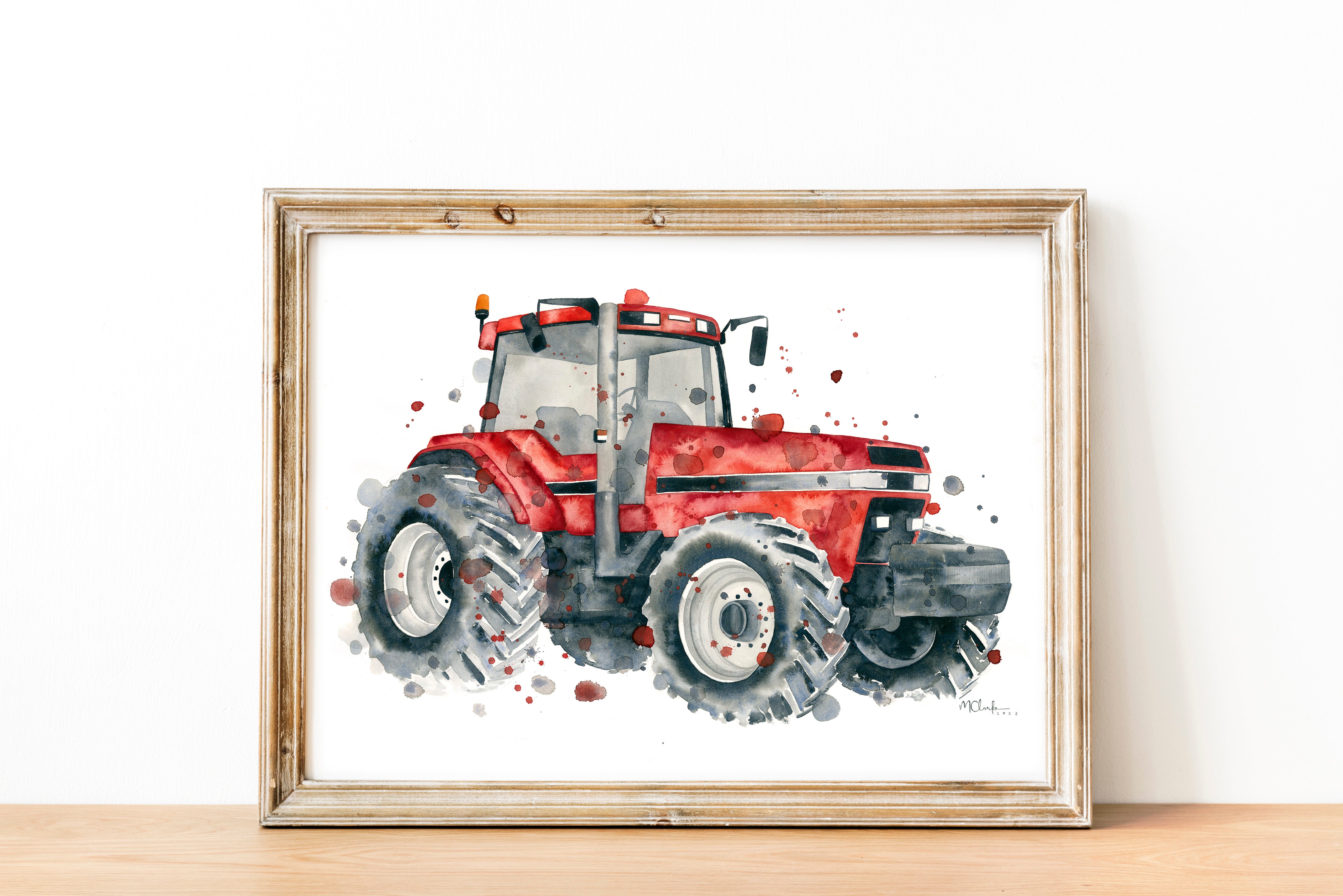 Red Case Tractor - Watercolour Print