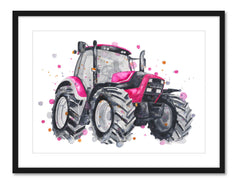 Pink Tractor - Watercolour Art Print
