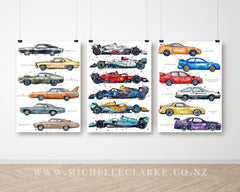 JDM Iconic Cars - Watercolour Art Print