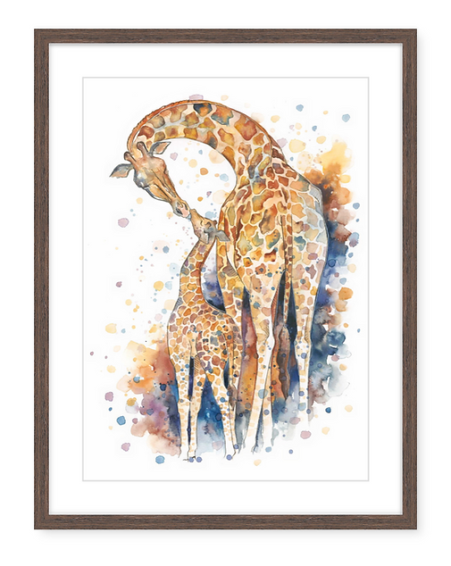 Giraffe Love - Watercolour Art Print