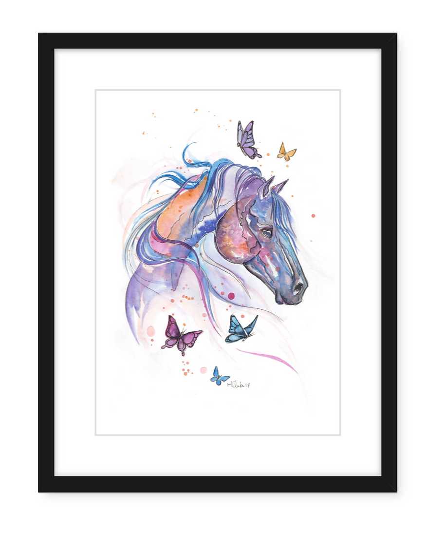 Butterfly Pony - Watercolour Art Print