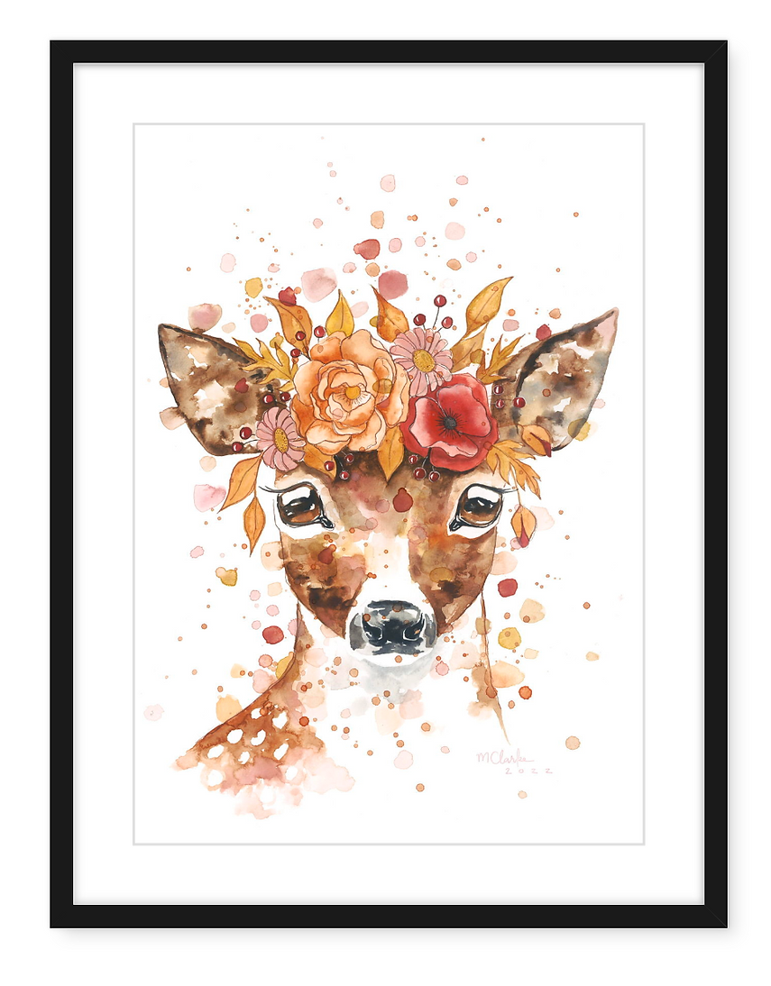 Doris the Deer - Watercolour Art Print