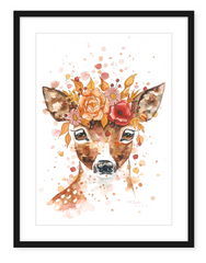 Floral Deer - A3 Watercolour Print - 4 available