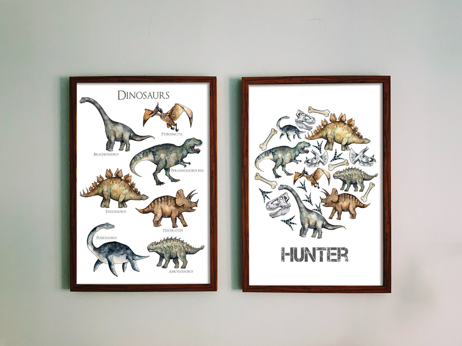Personalised Dinosaur Print - Watercolour Art Print