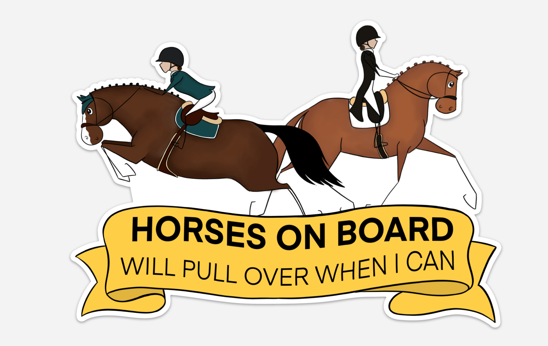 HORSES ON BOARD - Bumper Vinyl Sticker