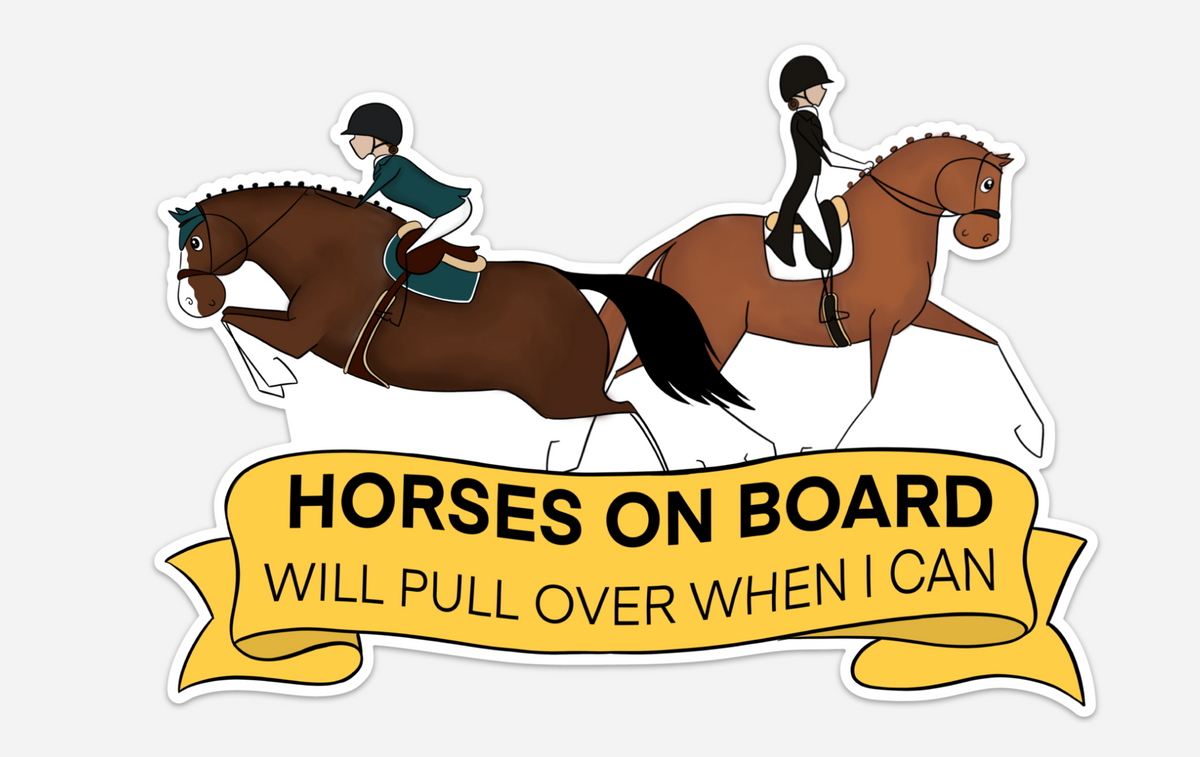 HORSES ON BOARD - Bumper Vinyl Sticker