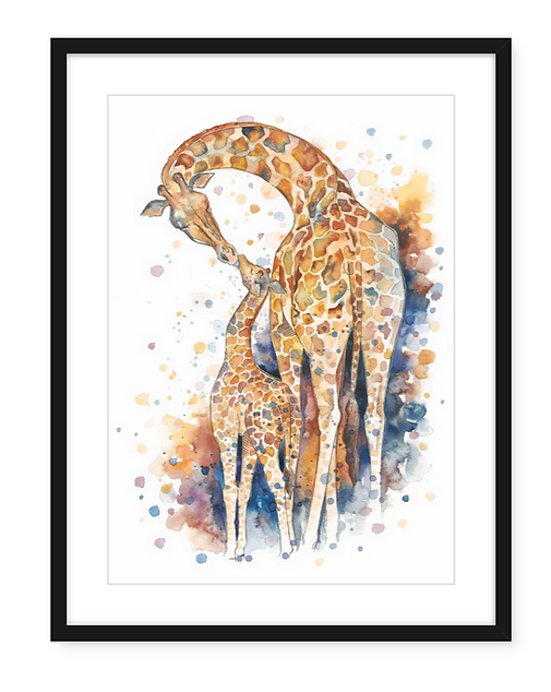 Giraffe Love - Watercolour Art Print