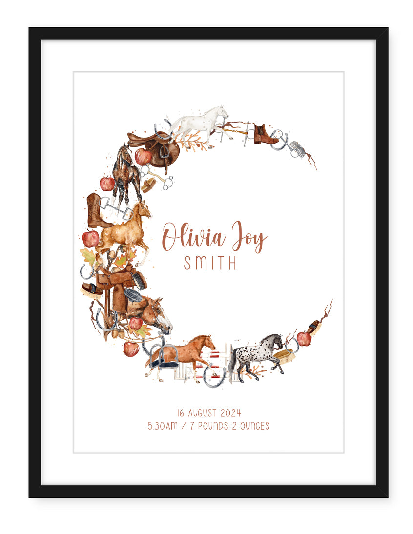Personalised Equestrian Name Print - Watercolour Art Print