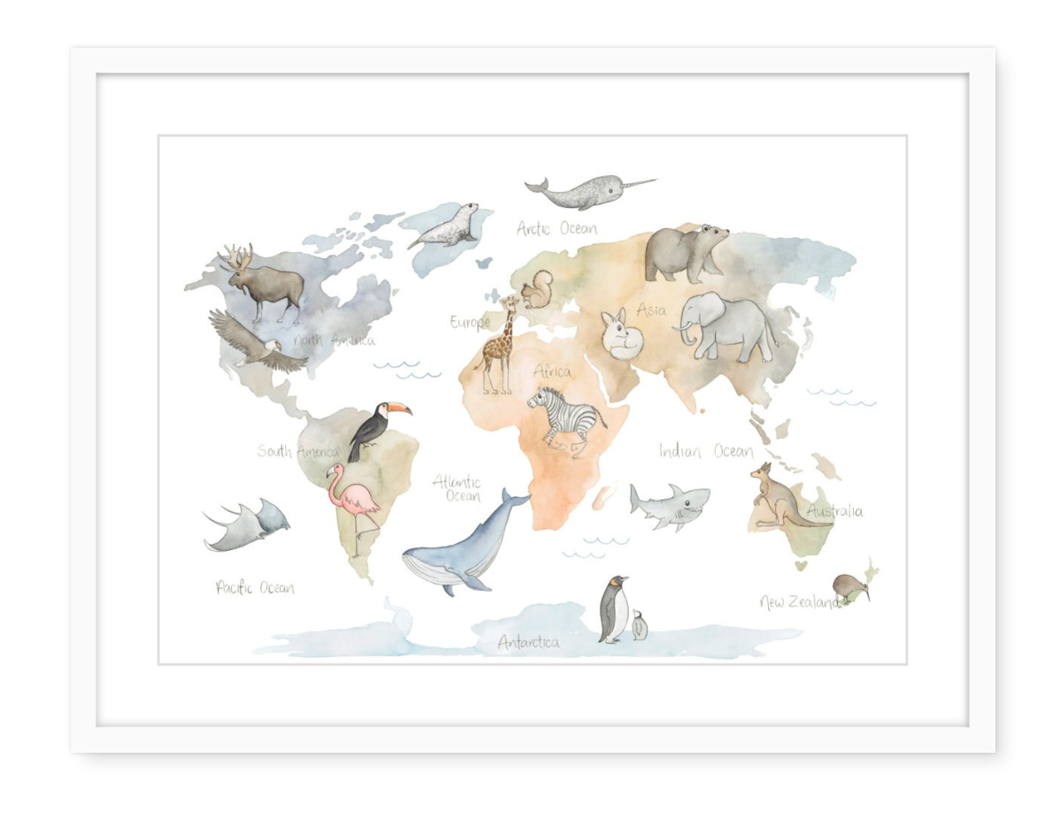 World Map - Watercolour Art Print