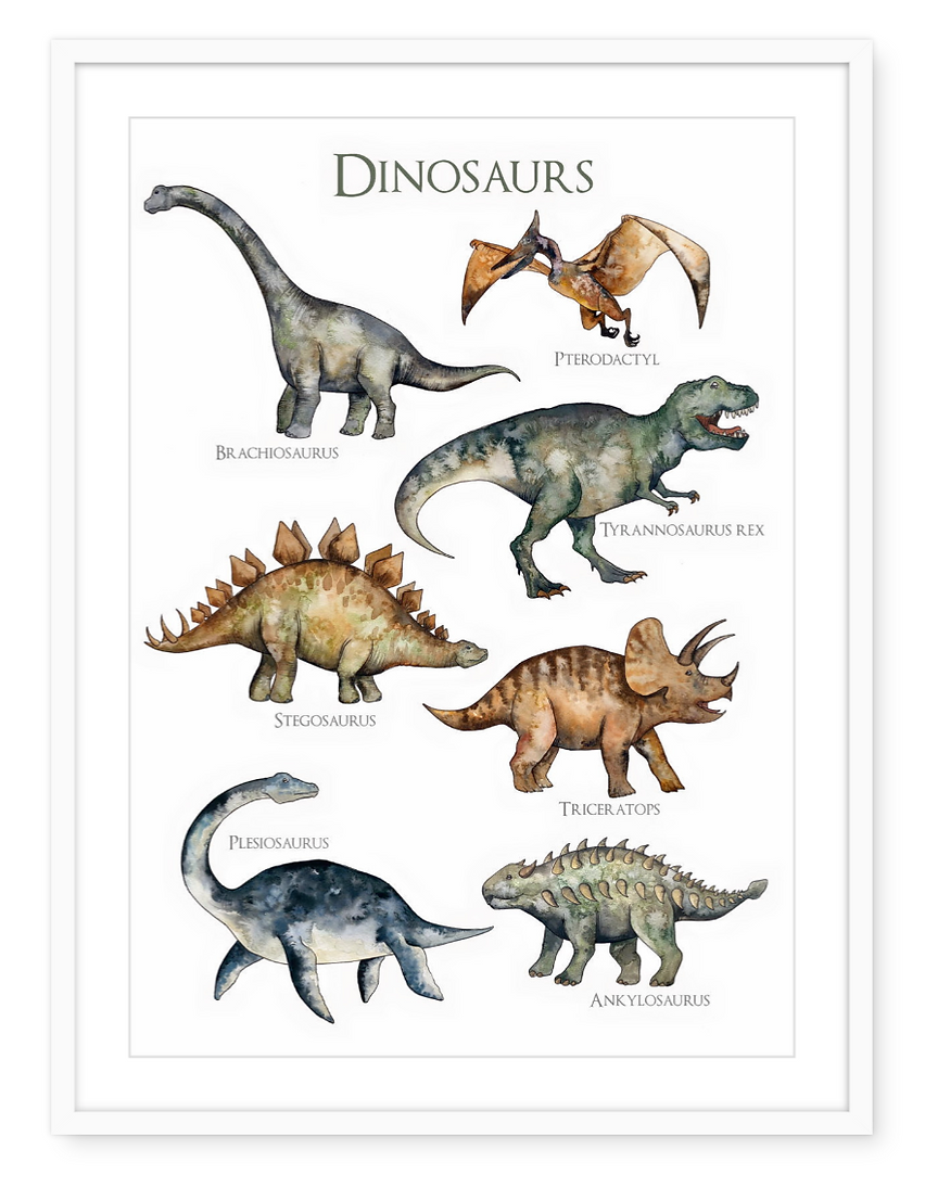 Dinosaurs - Watercolour Print