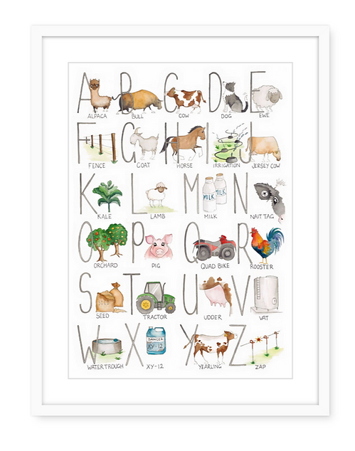 Farming ABC - Watercolour Art Print