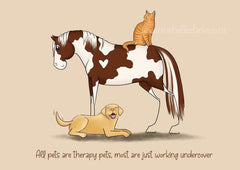 Therapy Pets, Cartoon Art Print