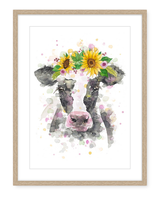 Freida the Friesian Cow - Watercolour Art Print
