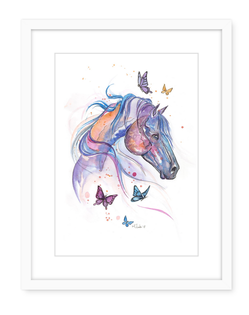 Butterfly Pony - Watercolour Art Print