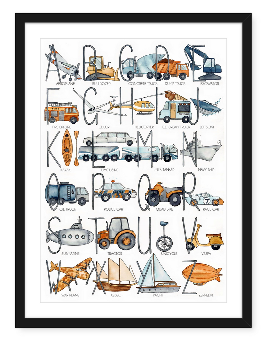 Transport ABC - Watercolour Art Print