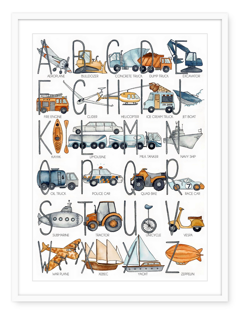 Transport ABC - Watercolour Art Print - 2 available
