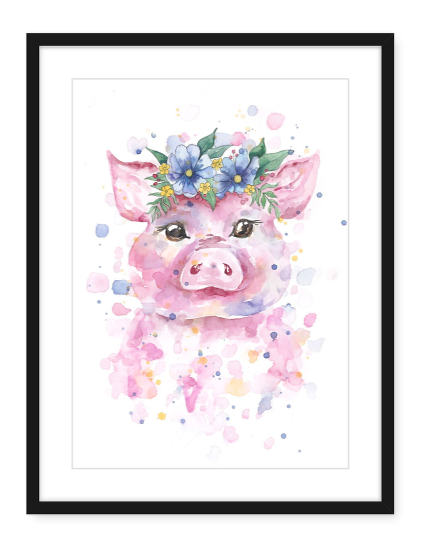 Peggy The Pig - Watercolour Print
