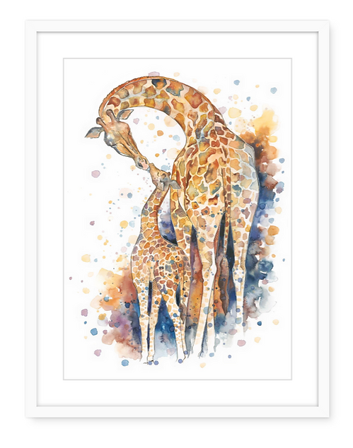 Giraffe Love - Watercolour Art Print