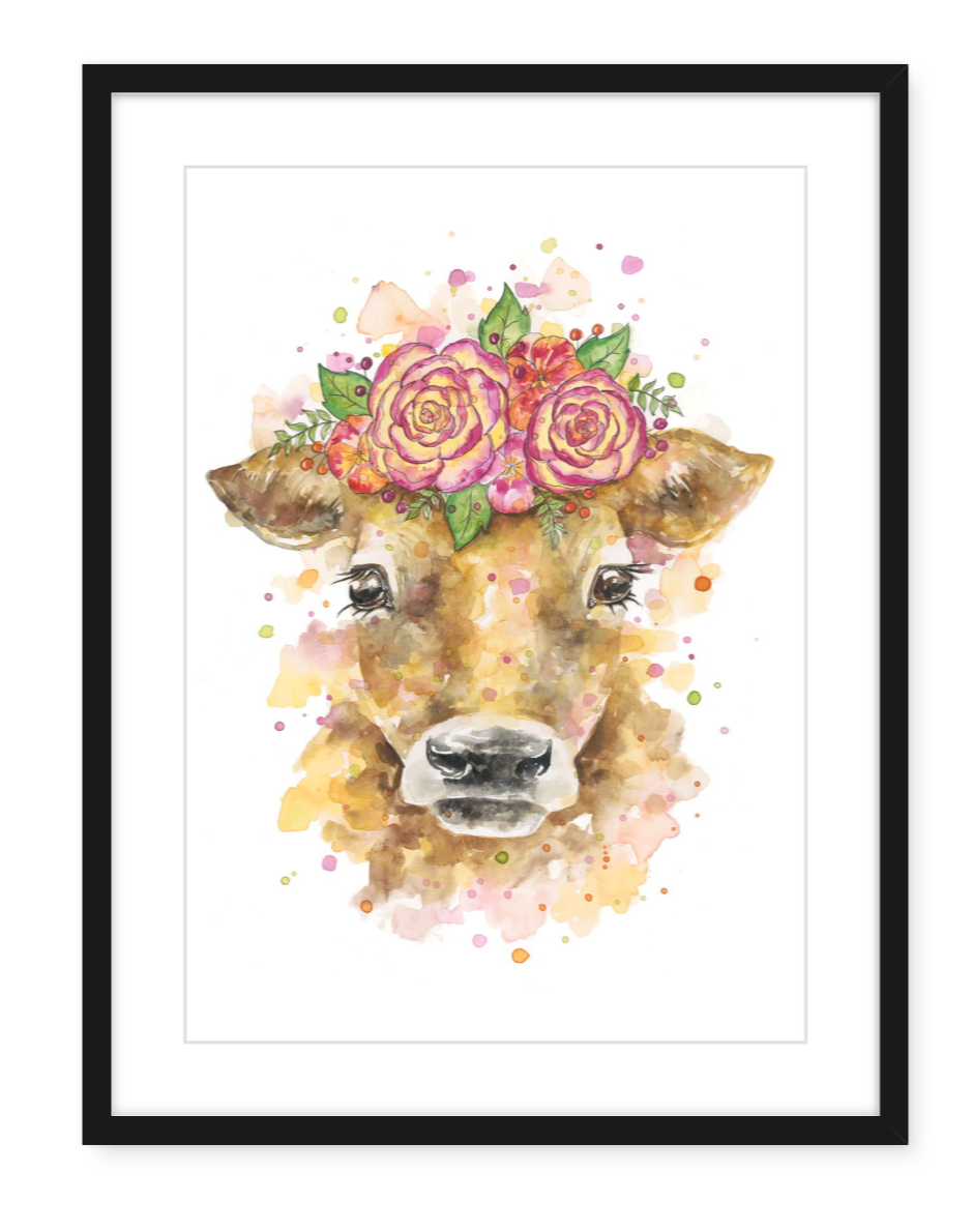 Jolene the Jersey Cow - Watercolour Art Print