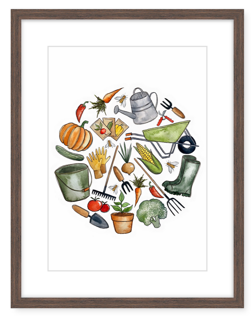 Vegetable Gardener - Watercolour Art Print