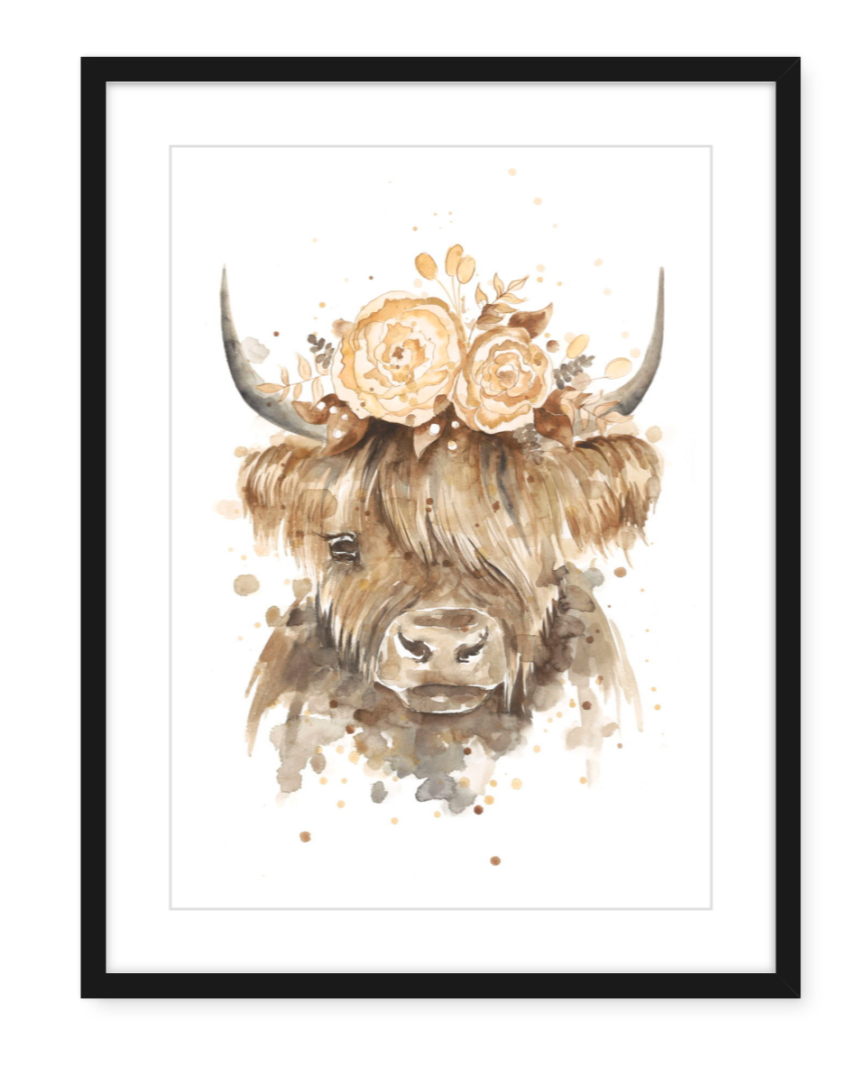 Helga the Highland Cow - Watercolour Print