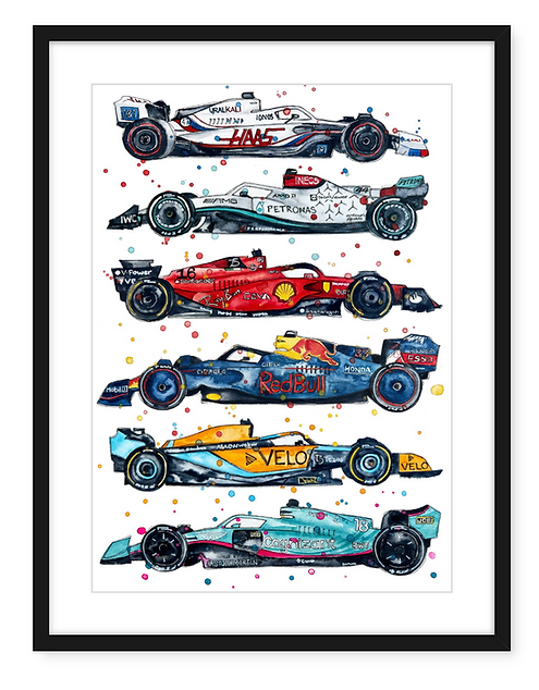 Formula One Cars - Watercolour Art Print